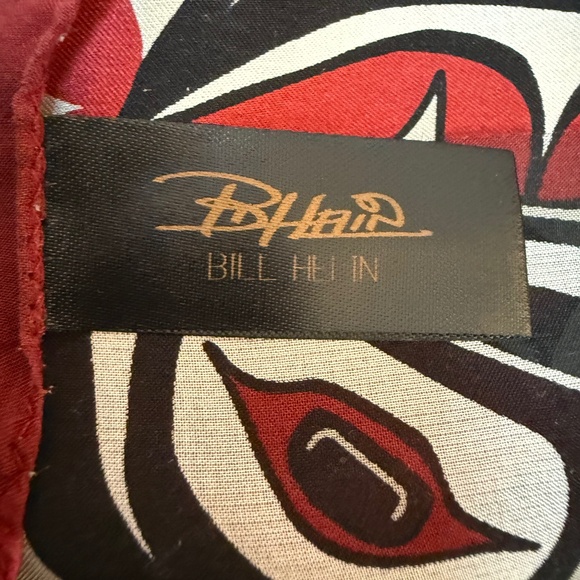 Bill Helin Indigenous Art Silk Scarf – Red & Black – 19” x 56” - Picture 8 of 10